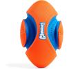 imageChuckit Fumble Fetch Dog Football  Outdoor and Indoor Interactive Dog Toy with Grooved Design for Easy Pickup  Made from Durable Rubber  Floats in Water  Small  Orange and BlueOrangeBlue