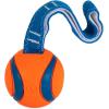 imageChuckit Ultra Duo Tug Dog Toy  Two Ultra Balls on a Durable Nylon Cord Handle  Fetch and TugofWar Toy for Dogs  Size Medium  For Breeds 2060 lbs  25inch Diameter  Orange and BlueLarge