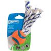 imageChuckit Ultra Duo Tug Dog Toy  Two Ultra Balls on a Durable Nylon Cord Handle  Fetch and TugofWar Toy for Dogs  Size Medium  For Breeds 2060 lbs  25inch Diameter  Orange and BlueSmall