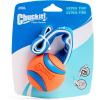 imageChuckit Ultra Duo Tug Dog Toy  Two Ultra Balls on a Durable Nylon Cord Handle  Fetch and TugofWar Toy for Dogs  Size Medium  For Breeds 2060 lbs  25inch Diameter  Orange and BlueMedium