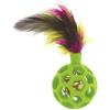 imageJW Pet Cataction Feather Ball with Bell Cat Toy Green 1 Count Pack of 1 71059