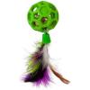 imageJW Pet Cataction Feather Ball with Bell Cat Toy Green 1 Count Pack of 1 71059