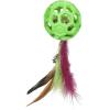 imageJW Pet Cataction Feather Ball with Bell Cat Toy Green 1 Count Pack of 1 71059