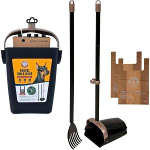 imageArm ampamp Hammer Dog Pooper Scooper Swivel Bin ampamp Rake Poop Scoop for Dogs Black 2 Heavy Duty Scented Waste Bags IncludedSwivel and Rake Scooper