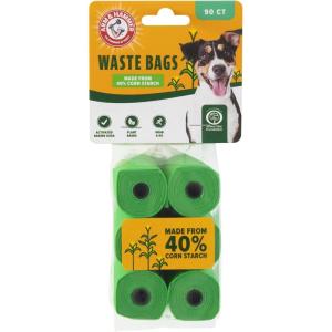 imageArm ampamp Hammer Durable Disposable Dog And Cat Waste Bags With Activated Baking Soda 90 Dog Poop Bags PlantBased 9 x 14 InchesGreen