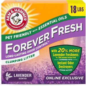 imageArm ampamp Hammer Forever Fresh Clumping Cat Litter Lavender MultiCat 18lb With 20 More Lavender Freshness Pet Friendly With Essential OilsLavender