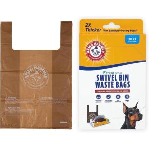 imageArm ampamp Hammer Heavy Duty Pet Waste Bags for Swivel Bin ampamp Rake Dog Pooper Scooper 20 Count Refill Bags Packaging May Vary