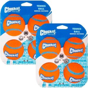 imageChuckit Dog Tennis Ball Dog Toy Large 3 Inch Diameter for dogs 60100 lbs Pack of 2Medium  8Pack