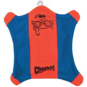 imageChuckit Flying Squirrel Fetch Dog Toy  Water Floating Flyer  Soft and Durable Polyester Canvas Construction  For Medium Dogs  Size Medium  95inch Diameter  Pack of 1  Orange and BlueLarge