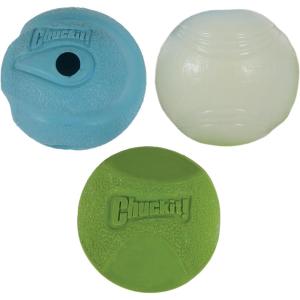 imageChuckit Gen 1 Fetch Medley Dog Balls  Interactive Dog Toys HighBounce Fetch Ball Floating Ultra and Rugged Balls Durable  Size Medium 25inch Diameter Set of 3Small 2