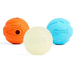 imageChuckit Gen 1 Fetch Medley Dog Balls  Interactive Dog Toys HighBounce Fetch Ball Floating Ultra and Rugged Balls Durable  Size Medium 25inch Diameter Set of 3Medium 25