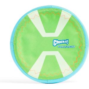 imageChuckit Max Glow Paraflight Flying Disc Dog Toy  Water Floating Flyer  Durable Nylon Construction with Soft Rubber Edges  For Medium and Large Dogs  Size Large  975quot L x 975quot W  Pack of 1GreenMax Glow