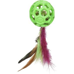 imageJW Pet Cataction Feather Ball with Bell Cat Toy Green 1 Count Pack of 1 71059