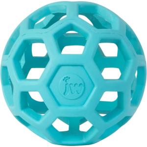 imageJW Pet Holee Roller Dog Toy Puzzle Ball Natural Rubber Medium 45 Inch Diameter Colors May VaryBlue