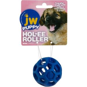 imageJW Pet Holee Roller Dog Toy Puzzle Ball Natural Rubber Mini 175 Inch Diameter Colors May VaryAssorted