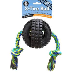 imagePet Qwerks XTire Ball Dog Toys  Jingle Interactive Chew Toy  SmallRope
