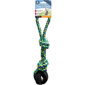 imagePet Qwerks XTire Ball Dog Toys  Jingle Interactive Chew Toy  SmallTugToss