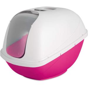 imagePetmate Basic Hooded Cat Litter Pan Made in USA 188quotL x 152quotW x 14quotHWhite  Pink