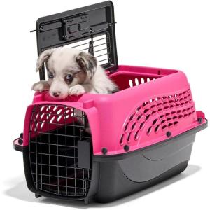 imagePetmate Dog Crates for Small Dogs ampamp Cat Carriers TwoDoor Plastic Pet Kennel Top ampamp Front Loading Made in USA 24quot TanPINK