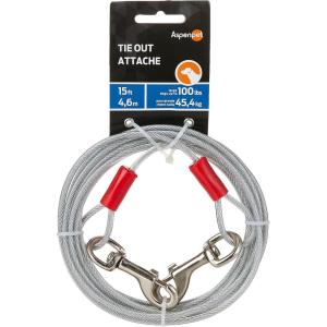 imagePetmate Heavy Duty Vinyl Tie Out Cable  Clear Break Strength 2000 Lbs 15 Ft Cable Silver15Feet