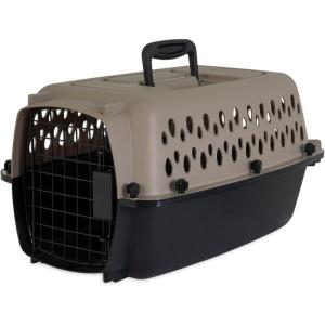 imagePetmate Vari Dog Kennel  Portable Dog Carriers ampamp Crates for Small Dogs AirlineFriendly Durable Plastic Pet Carrier For Home and Travel 24 Inches Taupe and Black190L x 125W x 108H