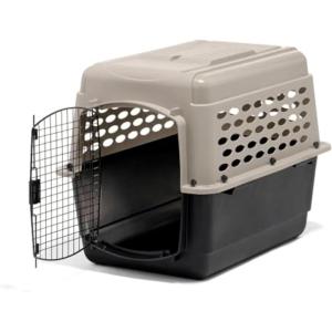 imagePetmate Vari Dog Kennel  Portable Dog Carriers ampamp Crates for Small Dogs AirlineFriendly Durable Plastic Pet Carrier For Home and Travel 24 Inches Taupe and Black320L x 225W x 240H