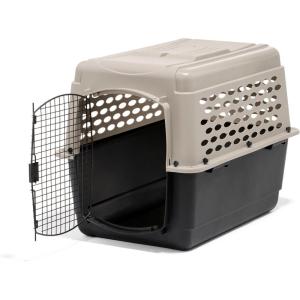 imagePetmate Vari Dog Kennel  Portable Dog Carriers ampamp Crates for Small Dogs AirlineFriendly Durable Plastic Pet Carrier For Home and Travel 24 Inches Taupe and Black360L x 250W x 270H