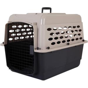 imagePetmate Vari Dog Kennel  Portable Dog Carriers ampamp Crates for Small Dogs AirlineFriendly Durable Plastic Pet Carrier For Home and Travel 24 Inches Taupe and Black280L x 205W x 215H