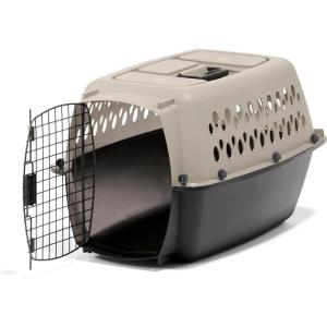 imagePetmate Vari Dog Kennel  Portable Dog Carriers ampamp Crates for Small Dogs AirlineFriendly Durable Plastic Pet Carrier For Home and Travel 24 Inches Taupe and Black240L x 167W x 145H