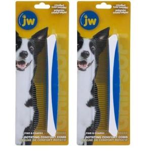 imageJW Pet Company 8Inch Gripsoft Rotating Comfort Comb Fine and CoarseGrayYellow2 Pack