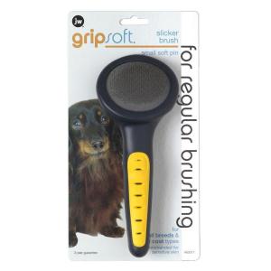 imageJW Pet Gripsoft Dog Soft Pin Slicker Brush with NonSlip Rubber Grip Angled Stainless Steel TinesAssorted Colors8 Inch65002Assorted colors