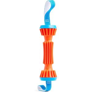 imageChuckit Rugged Bumper Dog Toy  Durable Fetch Stick with TPR Ridges for Easy Grip  TugofWar Toy for Medium and Large Dogs  Floats in Water  Size Medium  135inch Length  Orange and BlueMedium