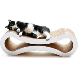 imagePetFusion Ultimate Cat Scratch Lounge Cat Scratchers for Indoor Cats Reversible ampamp Durable Made from Recycled Corrugated Cardboard Walnut BrownCloud White