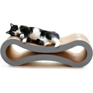 imagePetFusion Ultimate Cat Scratch Lounge Cat Scratchers for Indoor Cats Reversible ampamp Durable Made from Recycled Corrugated Cardboard Walnut BrownSlate Grey
